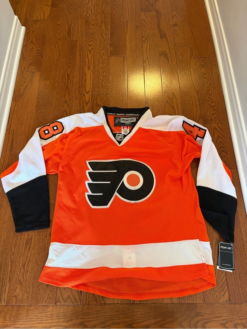 Reebok Daniel Briere Philadelphia Flyers Orange Hockey Jersey - Size Medium